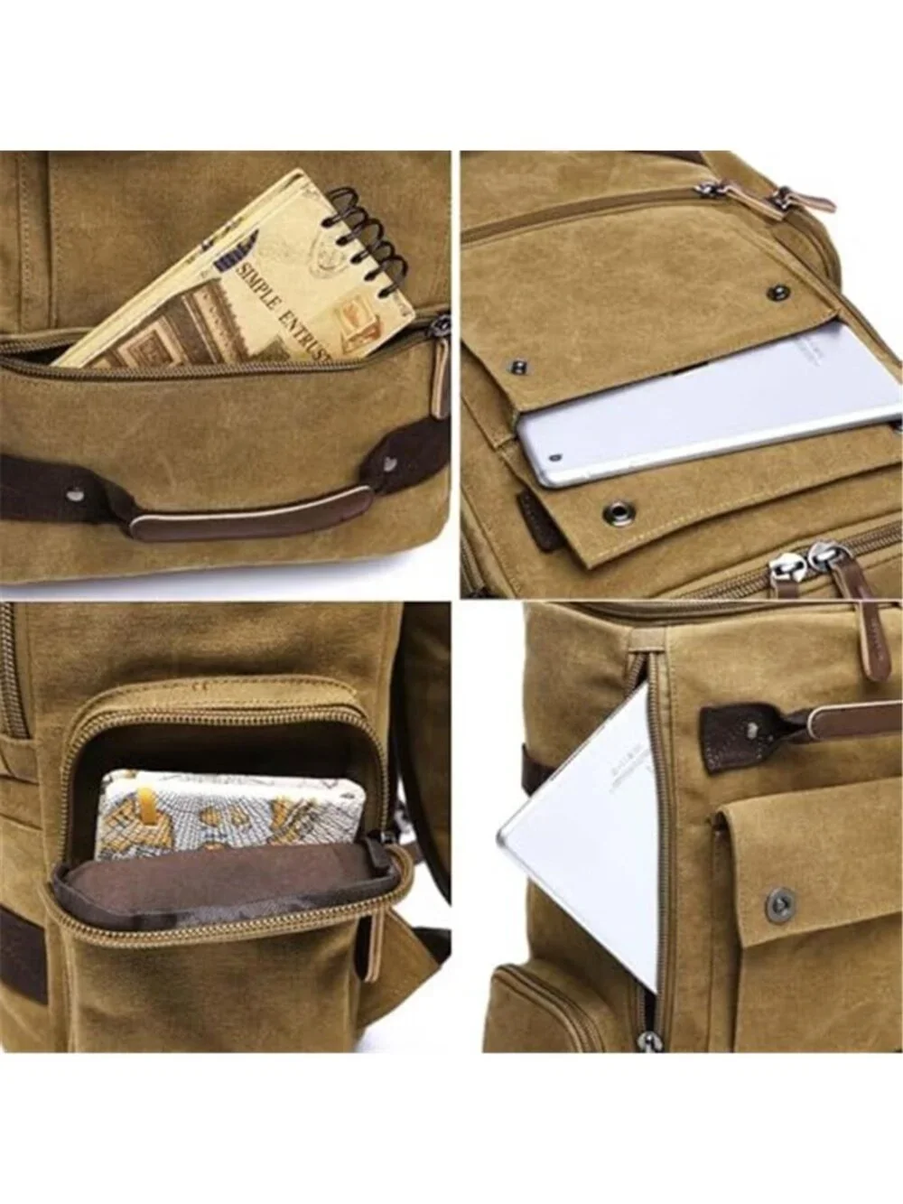 Men's Vintage Canvas Backpack Casual Travel Rucksack 15.6inch Laptop